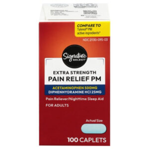 Signature Select/Care Pain Relief PM Caplet Acetaminophen 500mg Extra Strength Aspirin Free - 100 Count