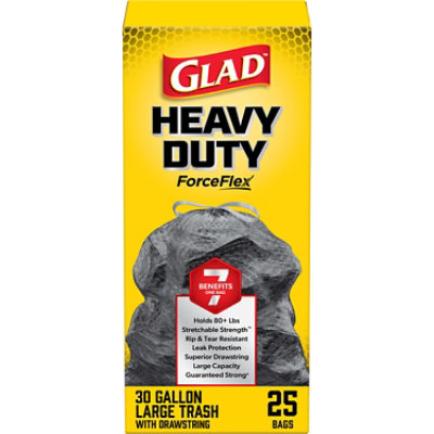Glad Drawstring Forceflex Large Drawstring Trash Bags 30 Gallon - 25 Count
