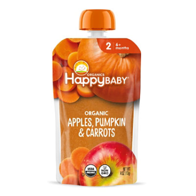 Happy Baby Organics Stage 2 Apples Pumpkin & Carrots Pouch - 4 Oz
