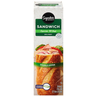 Signature SELECT Sandwich Bags Resealable Extra Large BPA Free - 30 Count