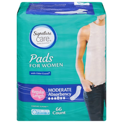 Signature Select/Care Extra Absorbency Regular Length Bladder Control Pads For Women - 66 Count
