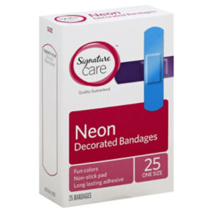 Signature Select/Care Decorated Bandages Neon One Size - 25 Count