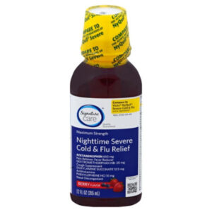 Signature Select/Care Severe Cold & Flu Relief Nighttime Acetaminophen 650mg Berry - 12 Fl. Oz.