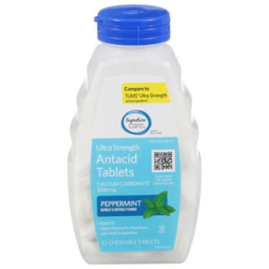 Signature Select/Care Antacid Relief Ultra Strength Assorted Peppermint Chewable Tablet - 72 Count