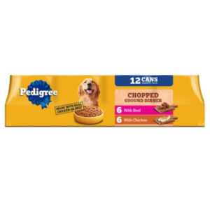 Pedigree Chopped Ground Dinner Beef/Chicken Adult Soft Wet Dog Food Cans Variety Pack - 12-13.2 Oz