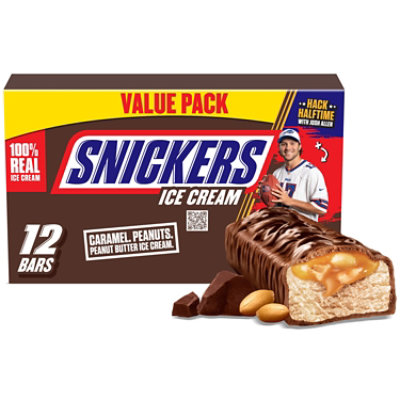 SNICKERS Ice Cream Chocolatey Caramel Peanut Butter Ice Cream Bars - 12 Count
