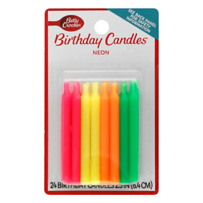 Betty Crocker Candles Neon - 24 Count
