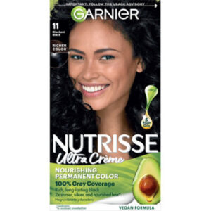Garnier Nutrisse Nourishing Hair Color Creme with Five Oils 11 Blackest Black (Peppercorn) Kit - Each