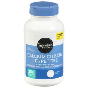 Signature Select/Care Calcium Citrate 400mg Plus Vitamin D3 500IU Dietary Supplement Tablet - 200 Count