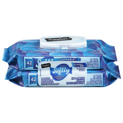Signature SELECT Softly Flushable Wipes Pops Up Bag - 2-42 Count