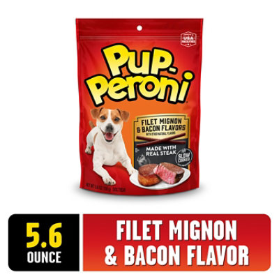 Pup-Peroni Dog Snacks Filet Mignon & Bacon Flavors Pouch - 5.6 Oz