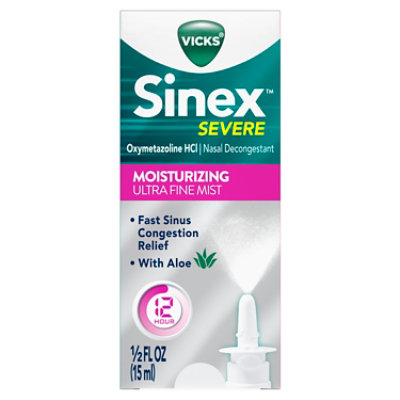 Vicks Sinex Severe Moisturizing Ultra Fine Nasal Mist with Aloe Over-the-Counter Medicine - 265 Sprays