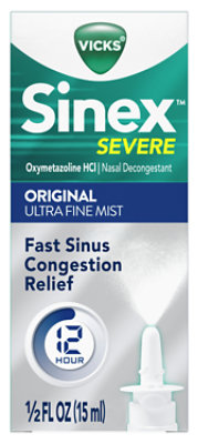 Vicks Sinex Severe Ultra Fine Nasal Mist Nasal Decongestant Over-the-Counter Medicine - 265 Sprays