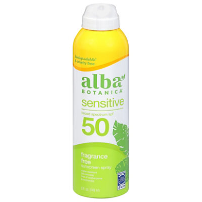 Alba Botanica SPF 50 Fragrance Free Clear Sunscreen Spray - 6 Oz