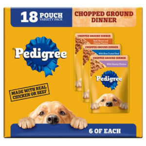 Pedigree Chicken/Beef/Beef Bacon & Cheese Adult Soft Wet Dog Food Pouches Variety Pack - 18-3.5 Oz