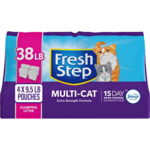 Fresh Step Multi-Cat Extra Strength Scented Litter with Febreze - Clumping Cat Litter - 38 Lbs