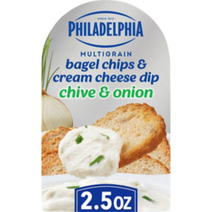 Philadelphia Multigrain Bagel Chips & Chive & Onion Cream Cheese Dip - 2.5 Oz