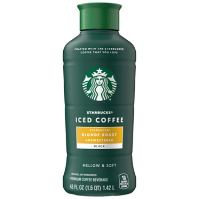Starbucks Premium Unsweetened Blonde Roast Iced Coffee Beverage Bottle - 48 Fl. Oz.