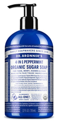 Dr. Bronner's Peppermint Organic Sugar Soap - 12 Fl. Oz.