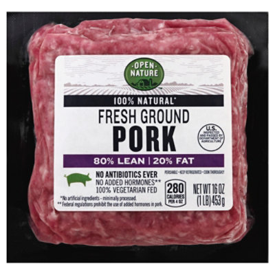 Open Nature 80% Lean 20% Fat Ground Pork - 16 oz