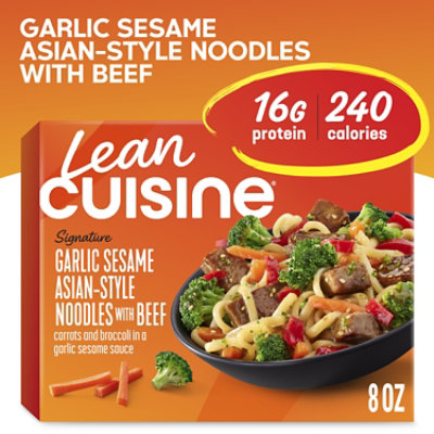 LEAN CUISINE Protein Kick Garlic Sesame Asian Style Noodles with Beef Frozen Entree Box - 8 Oz
