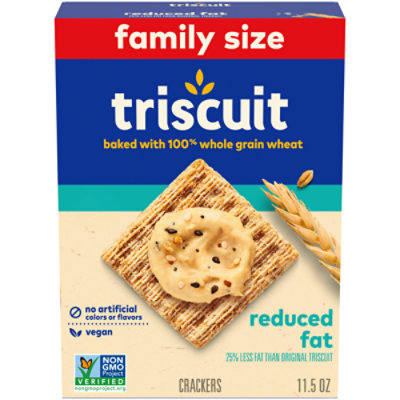 Triscuit Reduced Fat Whole Grain Wheat Vegan Crackers Family Size - 11.5 Oz