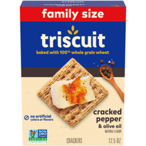 Triscuit Cracked Pepper & Olive Oil Whole Grain Wheat Crackers Family Size - 12.5 Oz