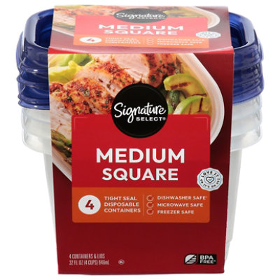 Signature SELECT Containers Storage Medium Square Tight Seal BPA Free - 4 Count