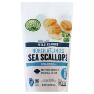 Open Nature Wild Caught North Atlantic Colossal Sea Scallops Under 15 ct - 16 oz