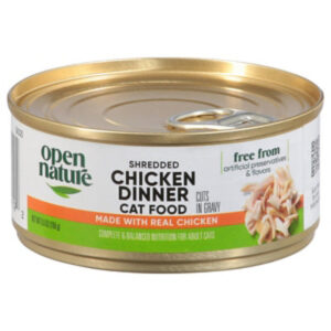 Open Nature Cat Food Adult Grain Free Shredded Chicken Dinner In Gravy Can - 5.5 Oz