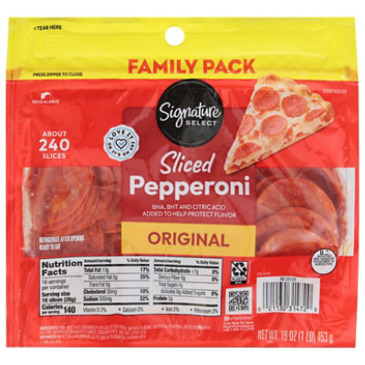 Signature SELECT Sliced Original Pepperoni Family Pack - 16 Oz
