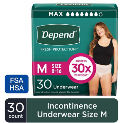 Depend Fresh Protection Adult Medium Blush Absorbency Incontinence Underwear - 30 Count