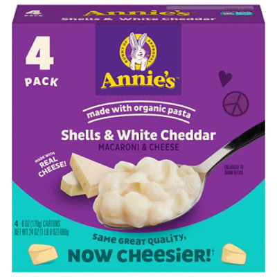 Annies Homegrown Macaroni & Cheese Shells & White Cheddar Box - 4-6 Oz