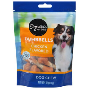 Signature Pet Care Dog Treat Dumbbells Chicken Flavor Pouch - 4 Oz