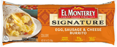 El Monterey Signature Egg Sausage & Cheese Breakfast Burrito - 4.5 Oz