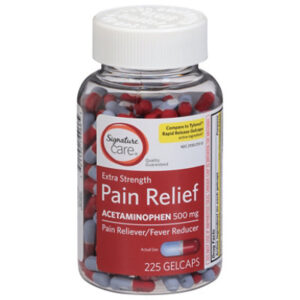 Signature Select/Care Pain Relief PM Gelcap Aceteminophen 500mg Extra Strength Rapid Release - 225 Count