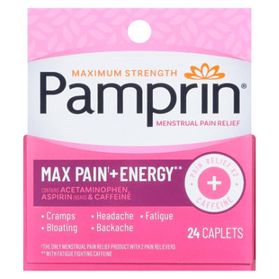 Pamprin Maximum Strength Caplets - 24 Count