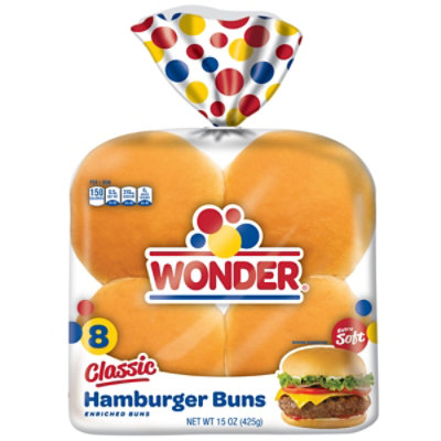 Wonder Bread Classic White Bread Hamburger Buns 8 Count - 15 Oz