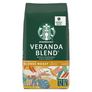 Starbucks Veranda Blend 100% Arabica Blonde Roast Whole Bean Coffee Bag - 12 Oz