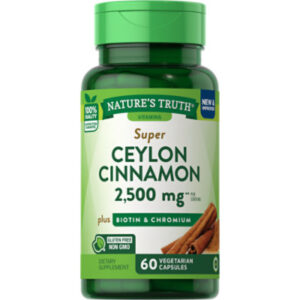 Nature's Truth Super Ceylon Cinnamon 2500 mg Plus Biotin & Chromium - 60 Count