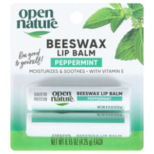 Open Nature Lip Balm Beeswax Peppermint With Vitamin E - 2-0.15 Oz