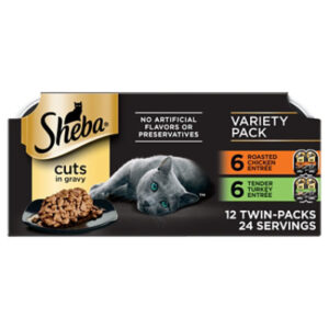 Sheba Perfect Portions Chicken & Turkey Adult Wet Cat Food Cuts in Gravy Variety Pack 12-2.6 Oz