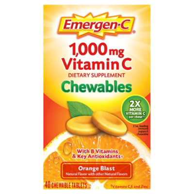 Emergen-C 1000 mg Vitamin C Orange Blast Chewables - 40 Count