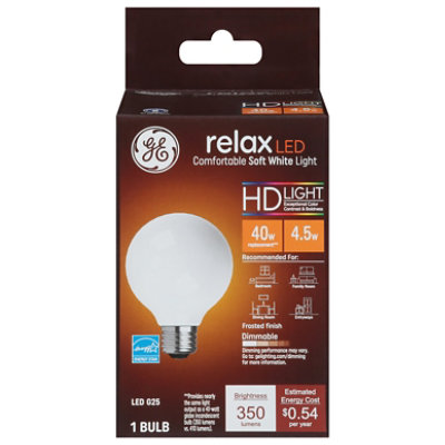 GE 40w Eq Hd Relax G25 1ct Frosted - Each