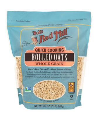Bobs Red Mill Rolled Oats Quick Cooking Whole Grain - 32 Oz