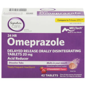 Signature Select/Care Omeprazole Acid Reducer Orally Disintegrating 20mg Strawberry Tablet - 42 Count