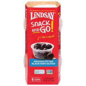 Lindsay Snack And Go Black Medium Pitted Olives Cups - 4.8 Oz