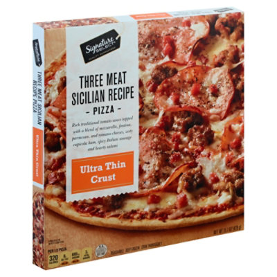 Signature SELECT 3 Meat Sicilian Thin Crust Frozen Pizza - 15.1 Oz