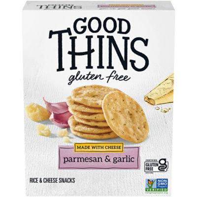 Good Thins Parmesan & Garlic Rice & Cheese Snacks Gluten Free Crackers - 3.5 Oz