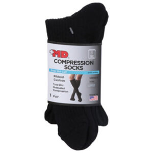 MD Socks Compression Over the Calf Ribbed Cushion Unisex Large Black - Each